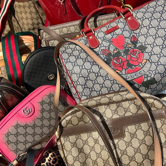 Gucci Vintage Crossbody Coated Canvas Shoulder Bag GG Monogram Leather Trim - Picture 16 of 17